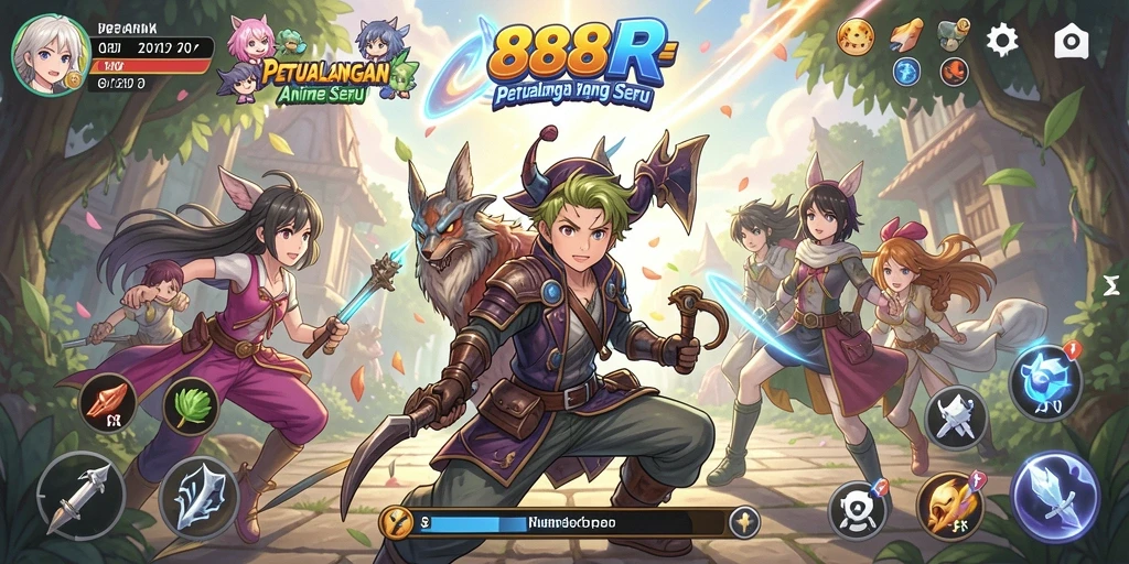 Gameplay seru dalam <strong>888R</strong> dengan berbagai karakter anime.