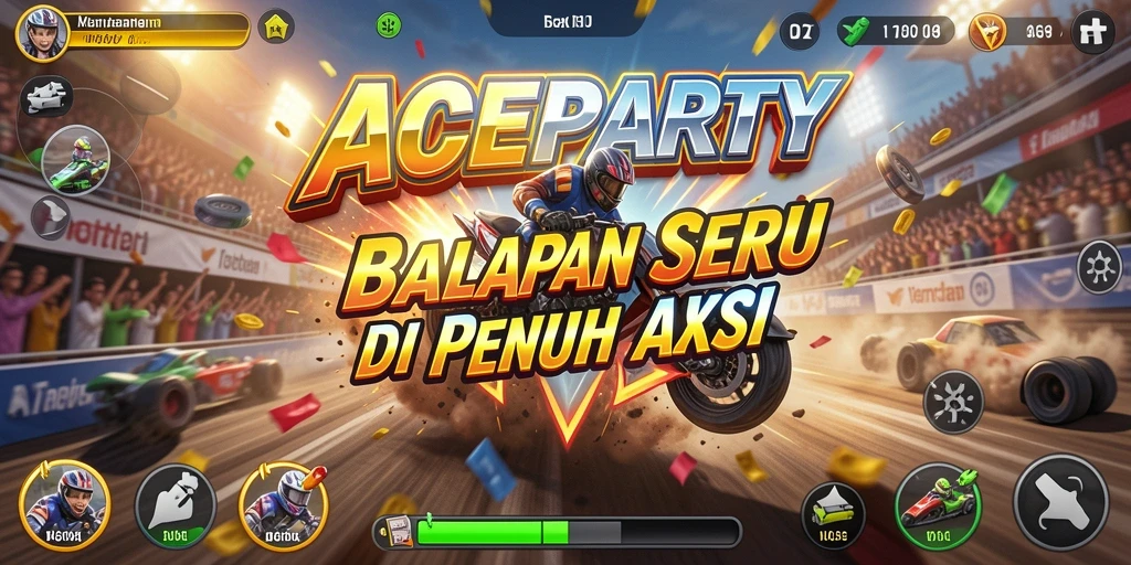 Tampilan gameplay seru dalam balapan di ACEPARTY.