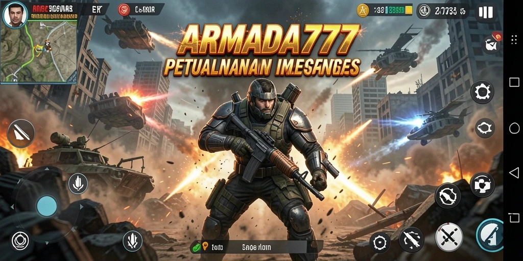 Tampilan aksi menegangkan dalam gameplay ARMADA777.