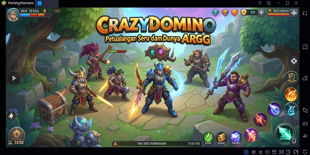 Screenshot menampilkan aksi seru dalam petualangan ARPG CRAZYDOMINO.