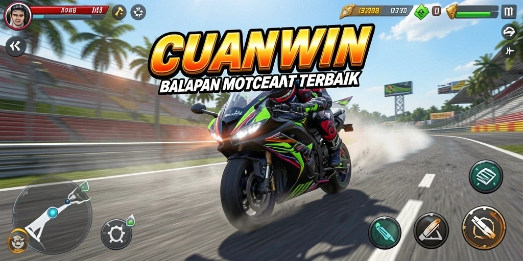 Screenshot CUANWIN menampilkan aksi balapan motor yang mendebarkan.