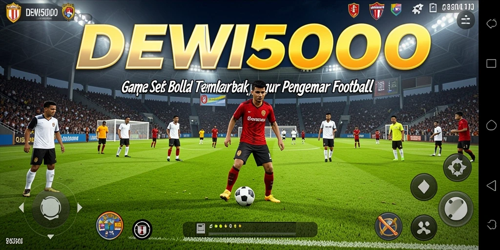 Tampilan gameplay DEWI5000 yang imersif dalam pertandingan sepak bola.