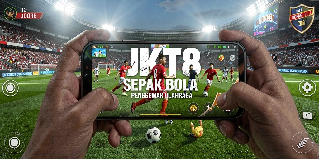 Tampilan gameplay yang mendebarkan dalam permainan Sepak Bola JKT8.