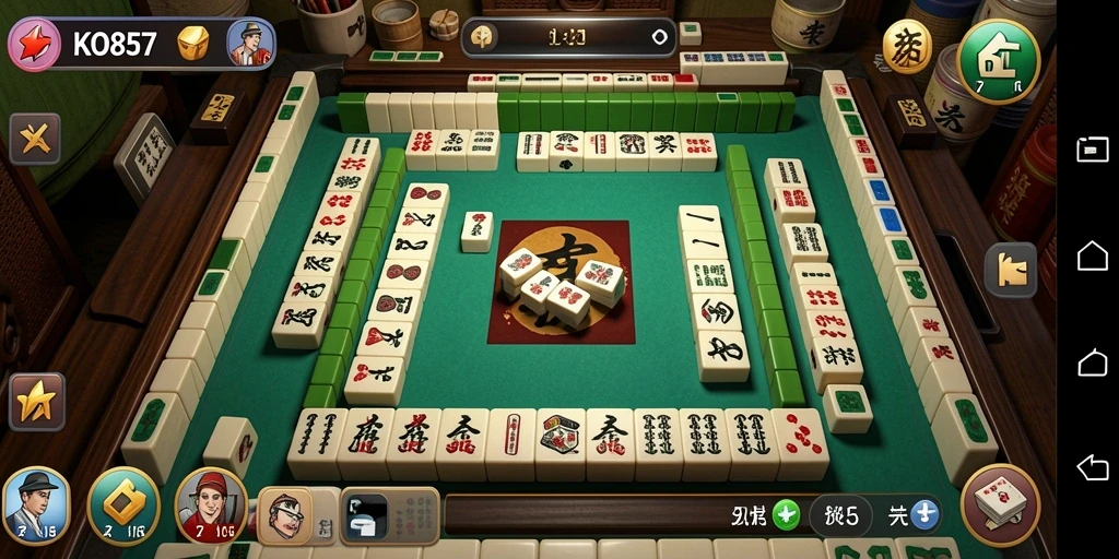 Tampilan gameplay mendebarkan dari KO857, menampilkan tantangan Mahjong yang menarik.