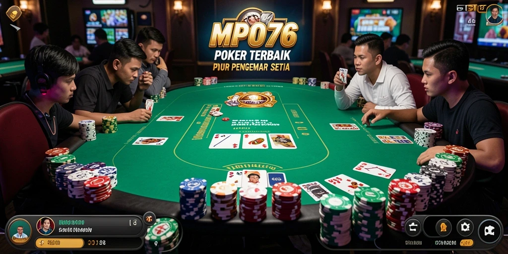 Tangkapan layar gameplay MPO76 yang menampilkan aksi Poker yang mendebarkan.
