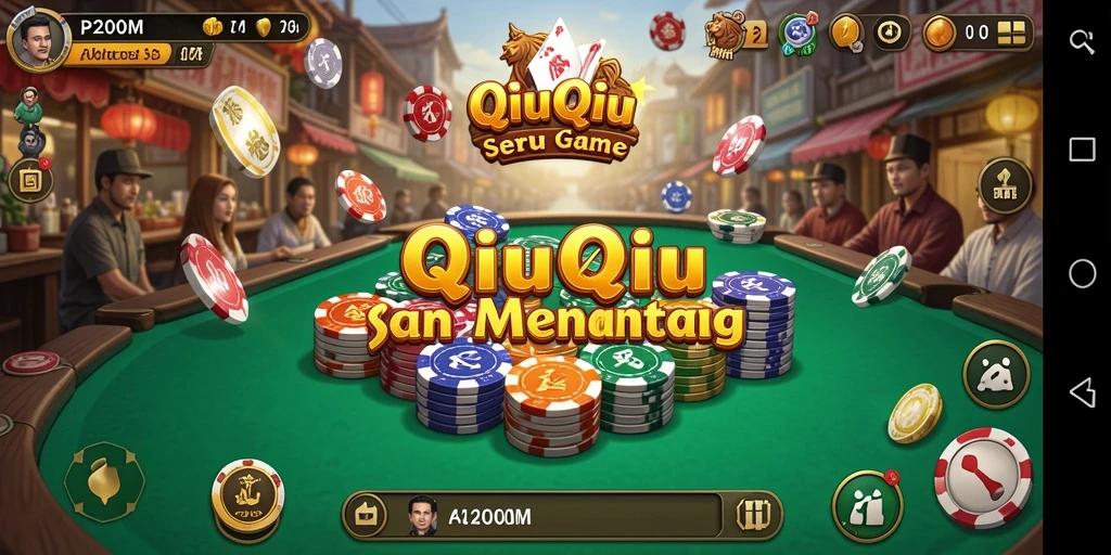 Screenshot gameplay P200M menampilkan keseruan bermain QiuQiu.