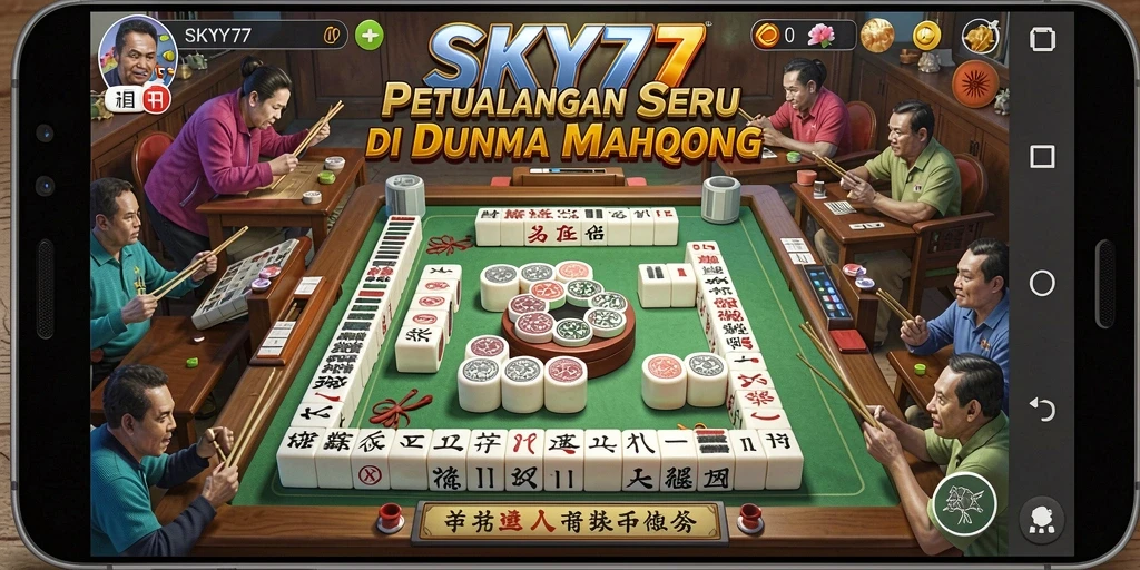 Screenshot gameplay <strong>SKY77</strong> yang menampilkan suasana Mahjong yang menarik.