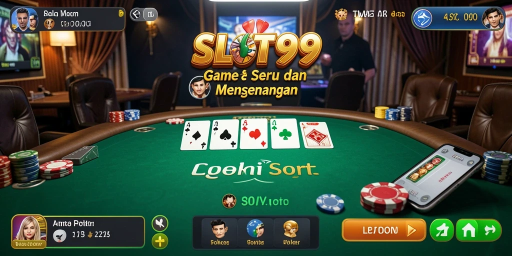 Tampilan gameplay SLOT99 dengan suasana Poker yang mendebarkan.