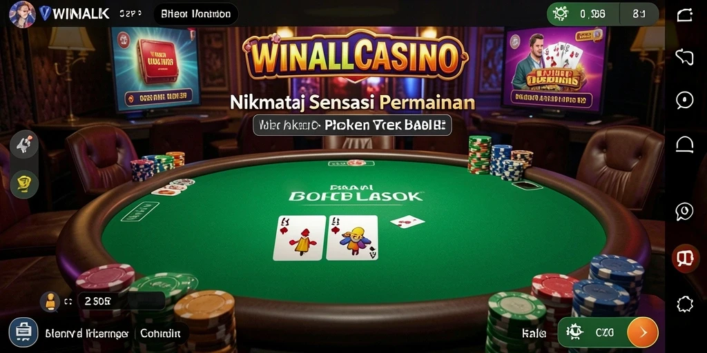 Screenshot gameplay <strong>WINALLCASINO</strong>, menunjukkan aksi poker yang mendebarkan.
